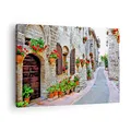 Produktbild: Bilder auf Leinwand Italien Straße Blumen Geschichte Leinwandbild 70x50cm Wandbilder Dekoration Wohnzimmer Schlafzimmer Deko Klein Wanddeko Bild Wand Kunstdruck Art Wall Decor Canvas AA70x50-2817