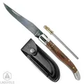 Produktbild: Laguiole Klappmesser aus Edelholz mit edlem Leder-Etui