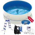 Produktbild: POOL Total Rundpool-Set Komfort+ Ø2,50 x 1,20m Folie 0,8mm/ Stahlwandpool Stahlrahmenbecken Swimmingpool inkl. Sandfilteranlage, Sand, Skimmer-Set, Schlauch und Leiter