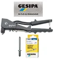 Produktbild: GESIPA | Nietenzange Set Gripfast NTH + 100 PolyGrip Alu - Nieten 4,0 x 10,0mm | Nietbereich: 0,5-6,5mm | Ideales Set aus Nietzange und Blindnieten für Heimwerker & Handwerker | Von Profis für Profis