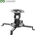 Produktbild: conecto CC50280 Deckenhalterung für Beamer, neigbar: -15° bis +15°, schwenkbar: 360°, drehbar: 360°, Deckenabstand: 150mm, Traglast: max. 13,5kg, universeller Montagebereich: 54-320 mm, schwarz