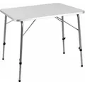 Produktbild: Campingtisch Klappbar Klapptisch Camping Beine Höhenverstellbar 80x54cm Holz Alu Tisch Faltbar Weiß Abgerundete Kanten Garten Balkon Picknick - Casaria