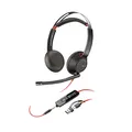 Produktbild: Poly Blackwire 5220 Stereo-Headset, USB-C-Anschluss incl. USB-A-Adapter und 3,5mm Klinkenanschluss
