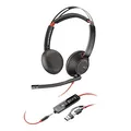 Produktbild: Poly Blackwire 5220 Schwarz Kabelgebundenes Stereo-Headset, USB-C/A und 3.5 mm Klinkestecker, unterstützt Poly Lens