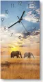 Produktbild: DEQORI Glasuhr 30x60 cm Zahlen 'Elefanten in der Steppe' Wanduhr Glas Uhr Design leise