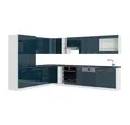 Produktbild: Vicco Winkelküche Fame-Line, Dunkelblau Hochglanz/Weiß, 257 x 60 cm, AP Anthrazit