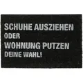Produktbild: Relaxdays - Fußmatte Kokos 'schuhe Ausziehen Oder Wohnung Putzen - Deine Wahl', Außen & Innen, Türmatte 60x40 Cm, Schwarz
