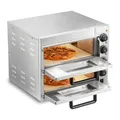 Produktbild: VEVOR Kommerzieller Pizzaofen Backofen 2-lagig 356 mm, elektrischer Pizzaofen aus Edelstahl mit vier Drehknöpfen, Mehrzweck-Pizzamaker Indoor, zum Backen im Restaurant, zu Hause, Silber