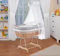 Produktbild: Waldin Baby Stubenwagen-Set mit Ausstattung,XXL,Gestell natur,grau/Punkte grau