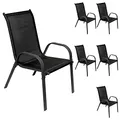 Produktbild: INDA-Exclusiv 6er Set Gartenstuhl Gartensessel Stapelsessel stapelbar mit Textilenbespannung Gartenmöbel Terrassenmöbel Anthrazit - Schwarz Metall - Textil