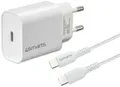 Produktbild: 4smarts Schnelllade-Set VoltPlug PD 20 W mit 1,5m USB-C zu USB-C Kabel Weiß, NEU