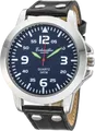 Produktbild: Eichmüller analoge XXL Leder Herrenuhr Schwarz Blau mit Edelstahl Dornschließe