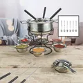 Produktbild: Fondue - Set für 6 Personen Edelstahl inkl. Pastenbrenner Spritzschutz Fondue