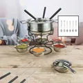 Produktbild: Edelstahl Fondue-Set für 6 Personen Spritzschutz & 6 Gabeln Fleischfondue Käse