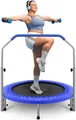 Produktbild: SereneLife Fitness Trampolin Indoor, Ø 102 cm – Faltbarer Rebounder mit Rückprall & Höhenverstellbarem Griff, Bis 150KG