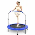 Produktbild: SereneLife Fitness Trampolin Indoor, Ø 102 cm – Faltbarer Rebounder mit Rückprall & Höhenverstellbarem Griff, Bis 150KG, ideal für Zuhause, Cardio, Sport & Training