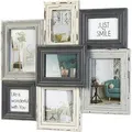 Produktbild: Kobolo Bilderrahmen Collage Holz NOSTALGIE Grau Creme 7 Bilder