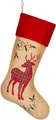Produktbild: BRUBAKER Weihnachtsstrumpf zum Befüllen und Aufhängen - 52 cm großer Nikolausstrumpf aus Jute - Weihnachtsdeko Weihnachtssocke Strümpfe für Weihnachten und Nikolaus - Rentiere Rot Karomuster
