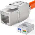 Produktbild: Keystone Modul RJ45 CAT 6a 180° Anschluss frontale LSA-Öffnung werkzeuglos Zinklegierung silber