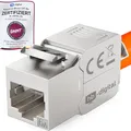 Produktbild: hb-digital 1x CAT 6a Keystone RJ45 Modul Buchse für LAN Kabel - GHMT Zertifiziert - 10 Gbit/s bis 500 MHz AWG 22-24 werkzeuglos LSA vollgeschirmt STP Einbaubuchse für Patchpanel und Netzwerkdose
