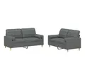 Produktbild: vidaXL Sofa 2-tlg. Sofagarnitur mit Kissen Dunkelgrau Stoff
