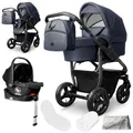 Produktbild: Bergsteiger Capri Kombikinderwagen 4-in-1 – Babywanne, Sportsitz, i-Size Babyschale & Isofix-Station, Luftreifen, höhenverstellbar, faltbar, Zubehör