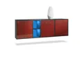 Produktbild: Vladon Sideboard Cuba (Kommode, mit 3 Türen und 2 offene Fächer), Schwarz matt/Brodeaux Hochglanz inkl. LED-Beleuchtung (182x53x35 cm)