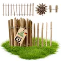 Produktbild: Floranica Staketenzaun aus Haselnuss Kastanie 10m lang x 60cm hoch 4-6cm Sprossenabstand, kleiner Staketenzaun niedrig, Hühnerzaun Hundezaun