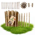Produktbild: Floranica Staketenzaun aus Haselnuss 10 m lang x 60 cm hoch, Lattenabstand 4-6 cm Staketenzaun niedrig, Hühnerzaun Hundezaun