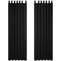 Produktbild: Deconovo Verdunkelungsvorhang Schlaufen Dicke Gardinen Schlafzimmer Thermogardine Schlaufen Schlaufenschal, 245x140 cm(HöhexBreite), Schwarz, 2er Set