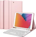 Produktbild: Fintie Tastatur Hülle für iPad 10.2 Zoll (9/8/ 7 Generation - 2021/2020/2019), Schutzhülle mit TPU Rückschale, Pencil Halter und magnetisch Abnehmbarer Tastatur mit QWERTZ Layout, Roségold