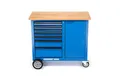 Produktbild: GEDORE Rollwerkbank, Werkzeugbank mit 7 Schubladen und Holzplatte, Werkbank auf Rollen, Stahlblech, leer, 1504 0511