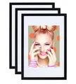Produktbild: 3er 5er Set Holz Bilderrahmen Lifestyle Plexi Foto Rahmen Collage Wanddeko Poster S111: Farbe: 3er Pack Schwarz | Format: 40x60
