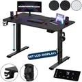Produktbild: Höhenverstellbarer Schreibtisch Mit Tischplatte Elektrisch Lcd- Display 73-118cm Stahlgestell Büro Gaming Computertisch 110cm Braun - Casaria