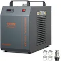 Produktbild: VEVOR Industrieller Wasserkühler, CW-5202, Wasserkühler-Kühlsystem mit eingebautem Kompressor, 7 L Wassertankkapazität, 18 L/min max. Durchflussrate, für Kühlmaschine für CO2-Lasergravurmaschinen
