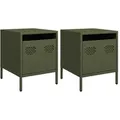 Produktbild: vidaXL Nachttische 2 Stk. Olivgrün 35x39x43,5 cm Stahl