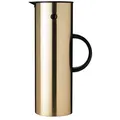 Produktbild: Stelton Isolierkanne EM77 - Doppelwandige Isolierkanne für heiße/kalte Getränke - Tee- & Kaffeekanne mit Glaseinsatz, Magnetverschluss, Schraubdeckel, Vintage-Design - 1 Liter, Brushed Brass
