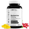 Produktbild: Berberin 1000 mg. 120 vegane Kapseln für für 2 Monate Behandlung. Natürlicher Extrakt aus Berberis Vulgaris mit Chrom und schwarzem Pfeffer zur Verbesserung der Aufnahme. Hergestellt von HIVITAL