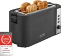 Produktbild: TZS First Austria Toaster Langschlitz, 4 Scheiben, 1200-1500W, 6 Bräunungsgrade, Auftau- und Aufwärmfunktion, Brotzentrierung, Krümelfach, Schwarz/Edelstahl