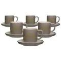Produktbild: Espressotasse mit Untertasse Jasper 90 ml mit Text in Goldfarbe 6er Set - Taupe