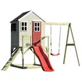 Produktbild: Wendi Toys - Kinderspielhaus, Stelzenhaus 'elefant' Mit Veranda, Schauckel Und Rutsche, Holz / Rot