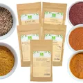 Produktbild: Marokkanisches und Arabisches Gewürzset von der Grünen Essenz 5er Pack - Ras El Hanout - Shawarma - Zatar - Sumach - Harissa - natürlichen Gewürzmischungen für orientalische Gerichte