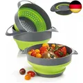 Produktbild: Bergmeister Faltbares Schüssel Set 3in1 mit Abtropfsieb/Nudelsieb 1,7L / 2,8L