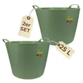 Produktbild: 2er Set Flexibler Eimer 25 L Wäschewanne Mehrzweckkorb Wäschekorb flexibel rund Gartenkorb Flexible Wanne Plastikkorb mit Henkel Futtertrog Pferd