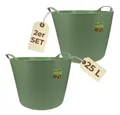 Produktbild: GarPet Allzweckkorb 2er Set Flexibler Eimer 25 L Wäsche Wanne Garten Korb rund Futtertrog