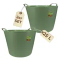 Produktbild: 2er Set Flexibler Eimer 25 L Wäsche Wanne Garten Korb flexibel rund Futtertrog