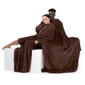 Produktbild: DecoKing Decke mit Ärmeln Geschenke für Frauen und Männer 150x180 cm Braun Microfaser TV Decke Kuscheldecke Weich Lazy