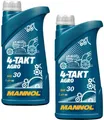 Produktbild: 2x1 Liter MANNOL 4-Takt Agro Motorenöl Gartengeräte SAE 30 API SG Rasenmäheröl
