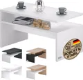 Produktbild: CASARIA® Couchtisch Holz Weiß mit Stauraum 95x55x50cm Wohnzimmertisch Modern Kratzfest 50kg Belastbar Beistelltisch Couch Sofa Tisch Wohnzimmer Möbel