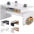 Produktbild: Casaria® Couchtisch Holz Weiß mit Stauraum 95x55x50cm Wohnzimmertisch Modern Kratzfest 50kg Belastbar Beistelltisch Couch Sofa Tisch Wohnzimmer Möbel